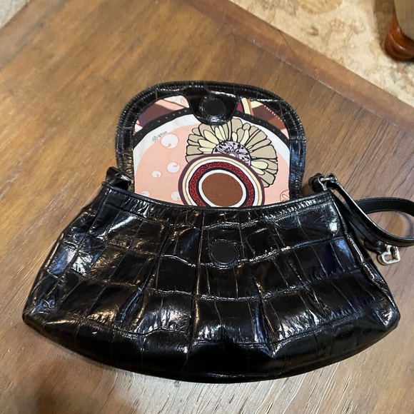 BRIGHTON CROC EMBOSSED TOTE Black Patent Leather Shoulder bag silver - Picture 6 of 8